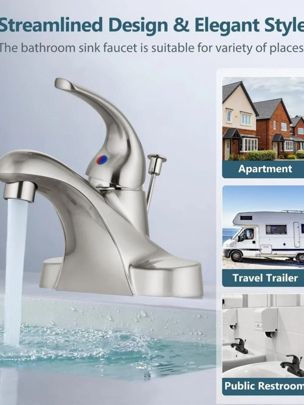 Sleek Brushed Nickel 4-Inch Centerset Bathroom Faucet & Drain - Modern Upgrade